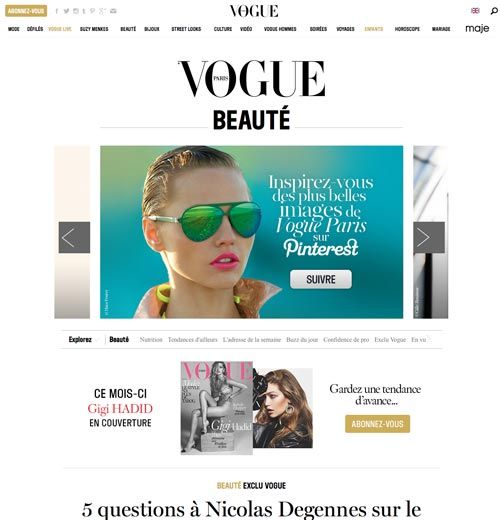 Site internet de Vogue