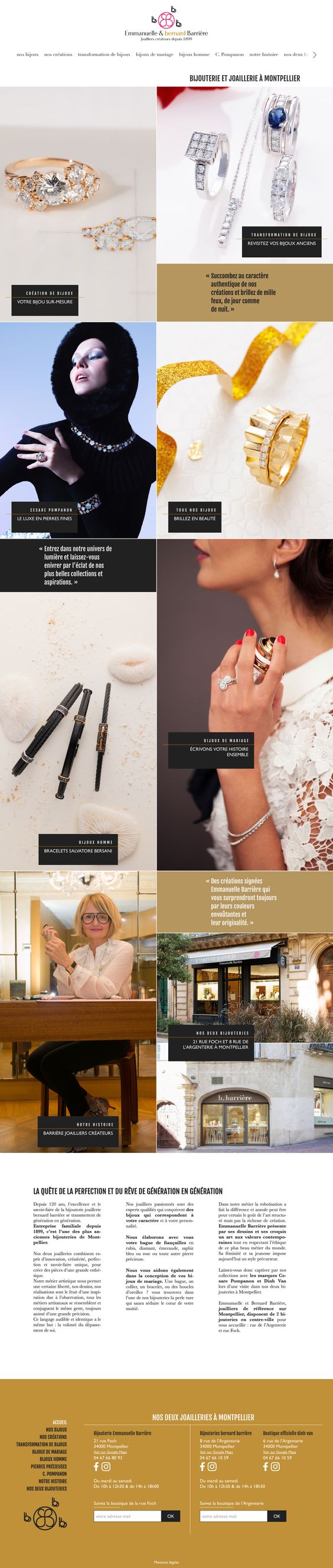 Création du site internet vitrine pour la bijouterie Barrière à Montpellier