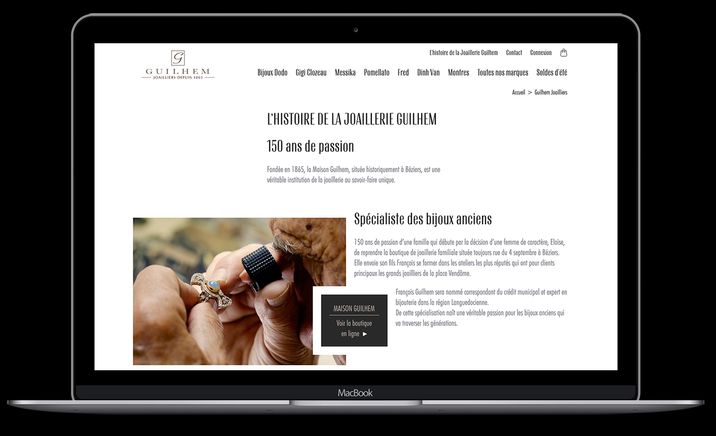 Site internet de la bijouterie Guilhem