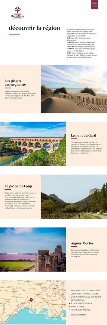 Visuel de la page du site internet Mas Saint-Rémy