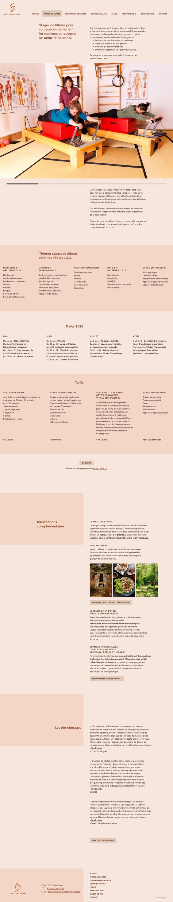 Aperçu de la page « stage de Pilates »