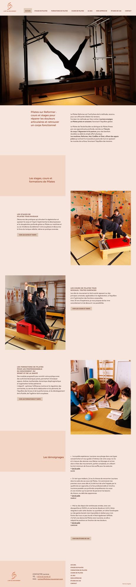 Création du site web vitrine de Pilates Mouvement