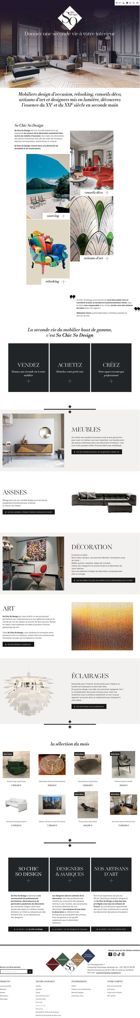 Réalisation du site e-commerce Prestashop de So chic So Design